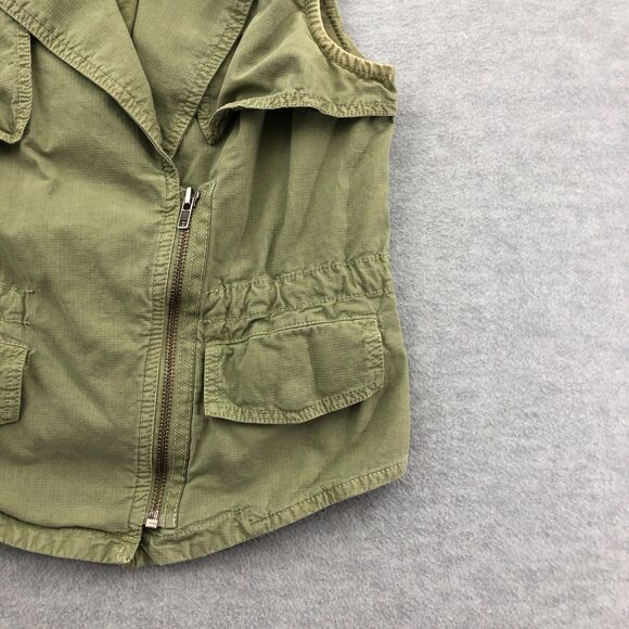 Madewell Safari Military Vest Womens Size XS Olive Green Rip Stop Cotton Spandex - Picture 5 of 16